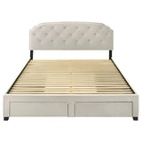 Marianna 4-drawer Upholstered Eastern King Storage Bed Cream - 316011KE