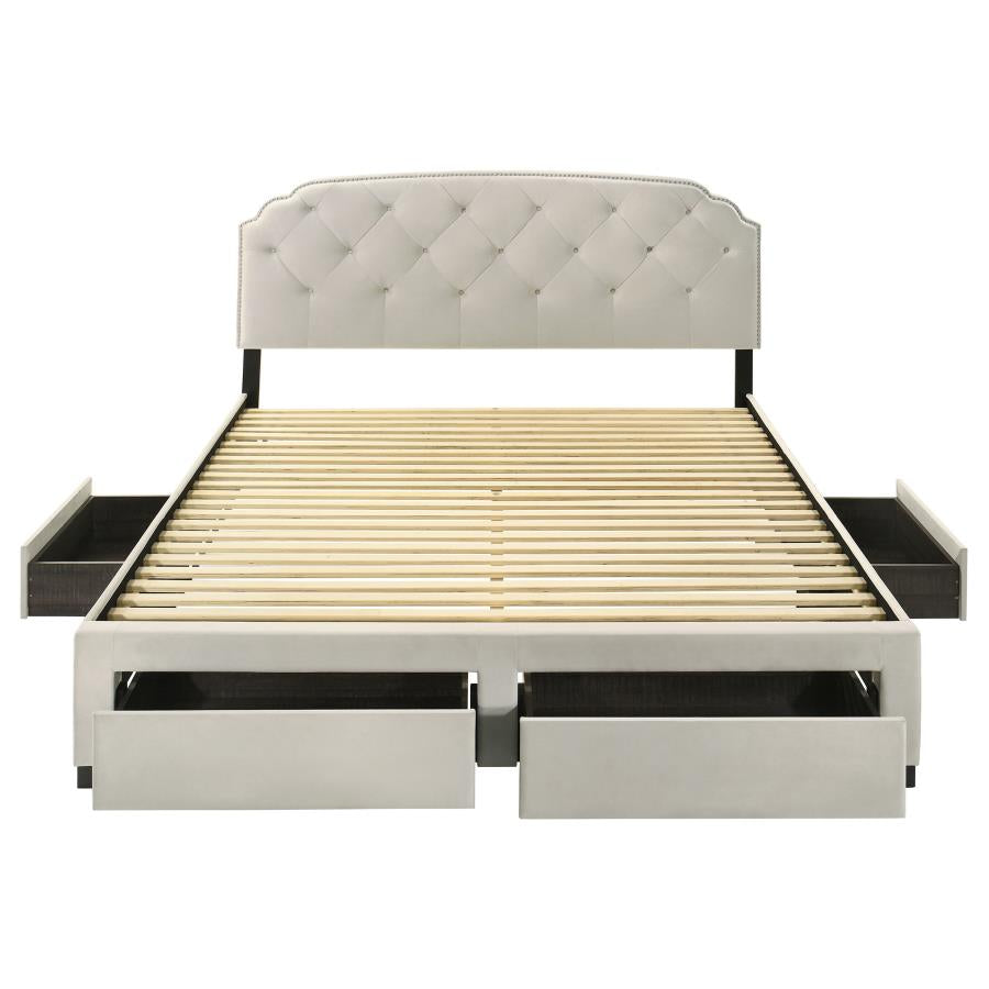 Marianna 4-drawer Upholstered Eastern King Storage Bed Cream - 316011KE
