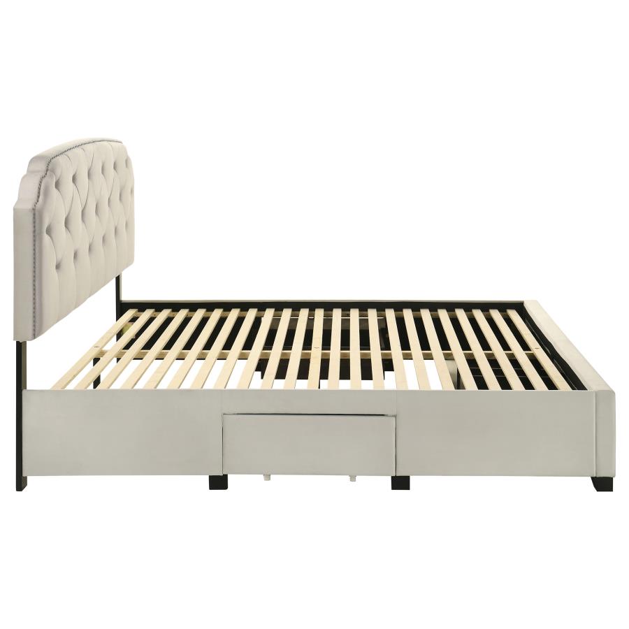 Marianna 4-drawer Upholstered Eastern King Storage Bed Cream - 316011KE