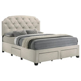 Marianna 4-drawer Upholstered Queen Storage Bed Cream - 316011Q