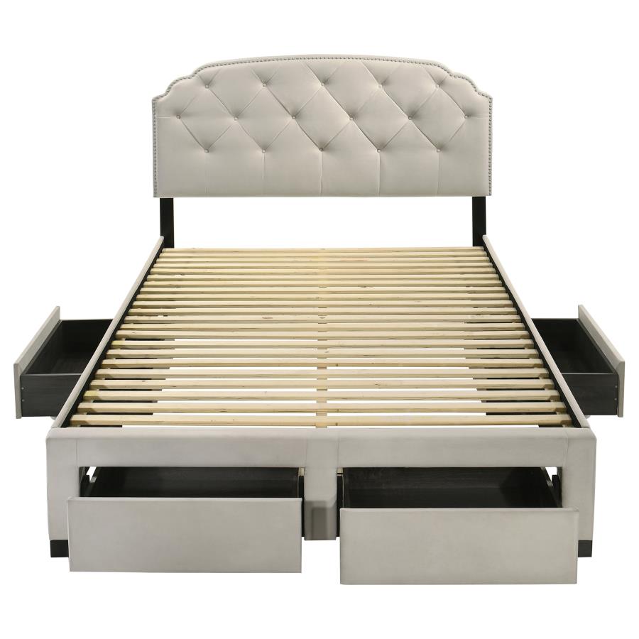 Marianna 4-drawer Upholstered Queen Storage Bed Cream - 316011Q