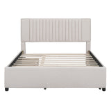 Upholstered Platform Bed With Drawers, Classic Headboard Design