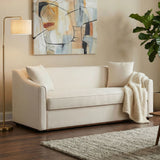 3 Seater Sofa With Wrap Around Armrests And Throw Pillows