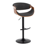 Curvo - Mid Century Modern Adjustable Barstool With Swivel & Rounded T Footrest (Set of 2)