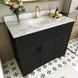 Bathroom Vanity Set, Fluted Cabinet, Soft Close Doors With Drawers, Single Faucet Hole, Sink Included - Black