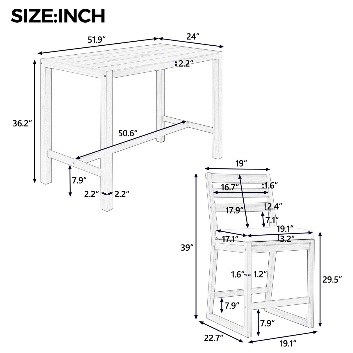 Patio Bar Set With Ergonomic Chairs