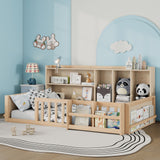 Platform Bed Frame With Guardrail, Storage Shelves & Bookshelf