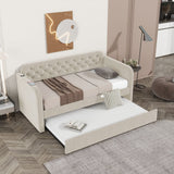 Upholstered Daybed With Trundle And USB Charging Design