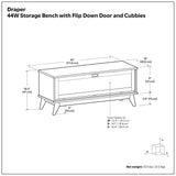 Draper - Flip Down Storage Bench - Teak