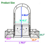 Metal Garden Arch With Gate Wide High Climbing Plants Support Rose Arch Outdoor - Black