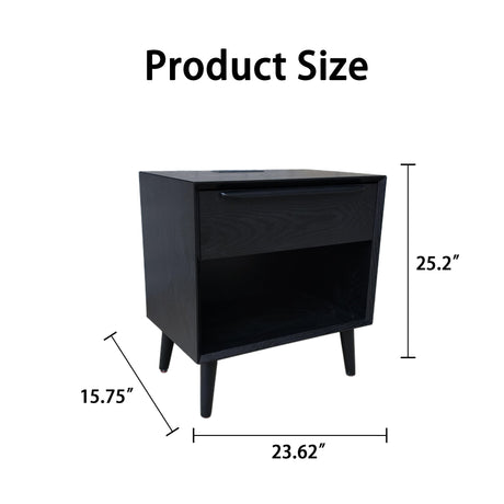 Nightstand With 1 Drawer, Bedside Table, Storage Side Table For Bedroom - Black