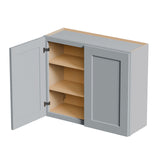 Shaker Wall Cabinet With Soft Close Hinges, Adjustable Shelves, Double Door