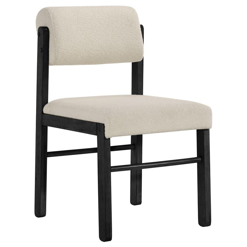 Kehoe Upholstered Dining Side Chair Cream and Black (Set of 2) - 193932BLK