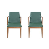 Dining Chairs (Set of 2) - Green / Walnut