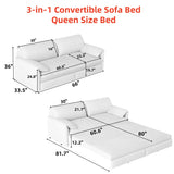 Queen Pull Out 3 In 1 Convertible Sleeper Sofa With Side Storage