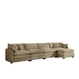 Oversized Modular Cushion Sofa With Ottoman, Low Back, Deep Seating Sofa Set