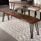 Neve - Sheesham Live Edge Dining Bench With Hairpin Legs - Gray