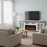 Fireplace TV Stand Console & Fixed Shelves