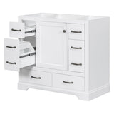 Modern Bathroom Vanity Base Only, 6 Drawer Storage With Adjustable Shelf
