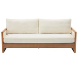 Modern 3 Seater Sofa With Wood Armrests