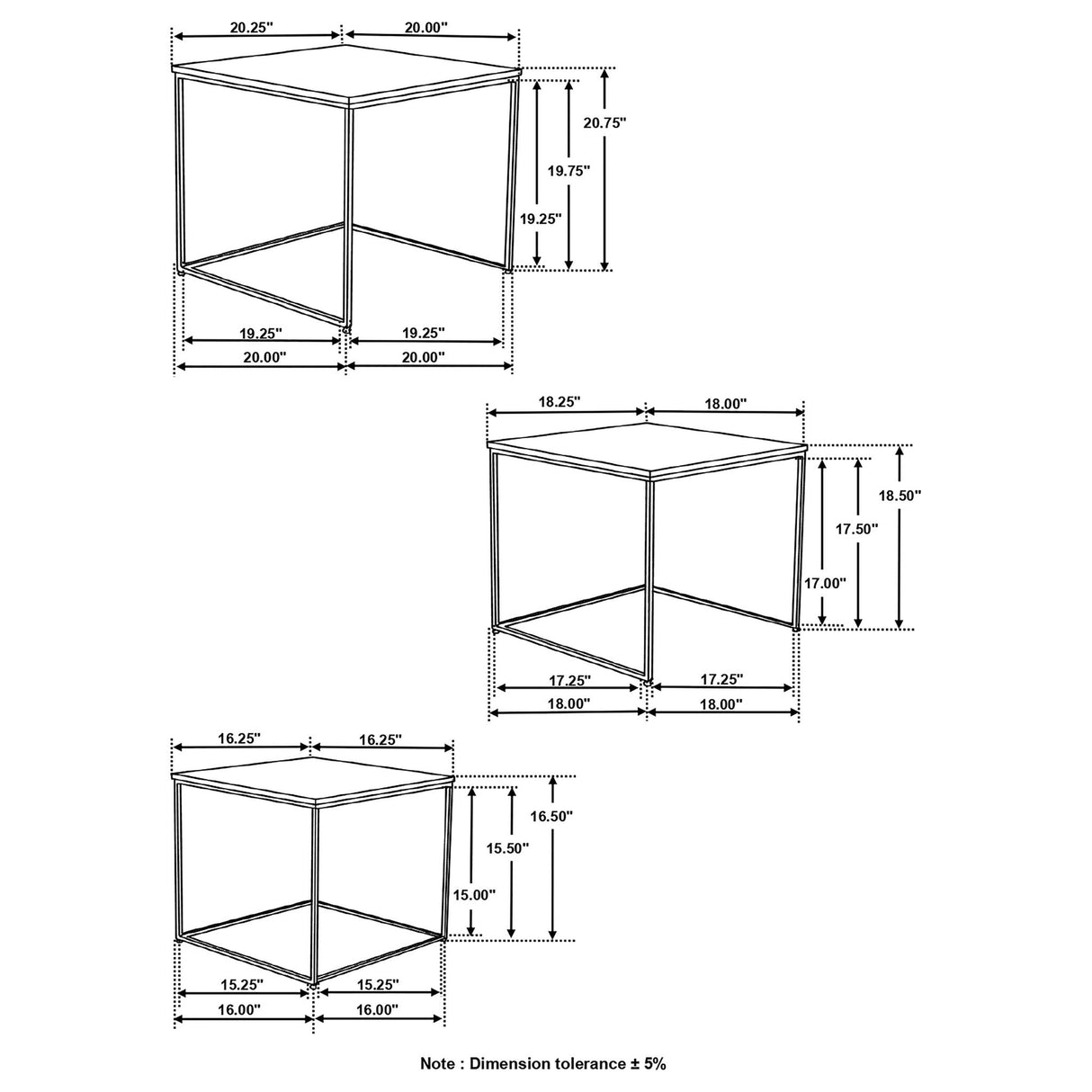 3 Piece Nesting Design Table Set - Brown