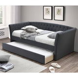 Daybed With Trundle Button Tufted Slat Included - Charcoal