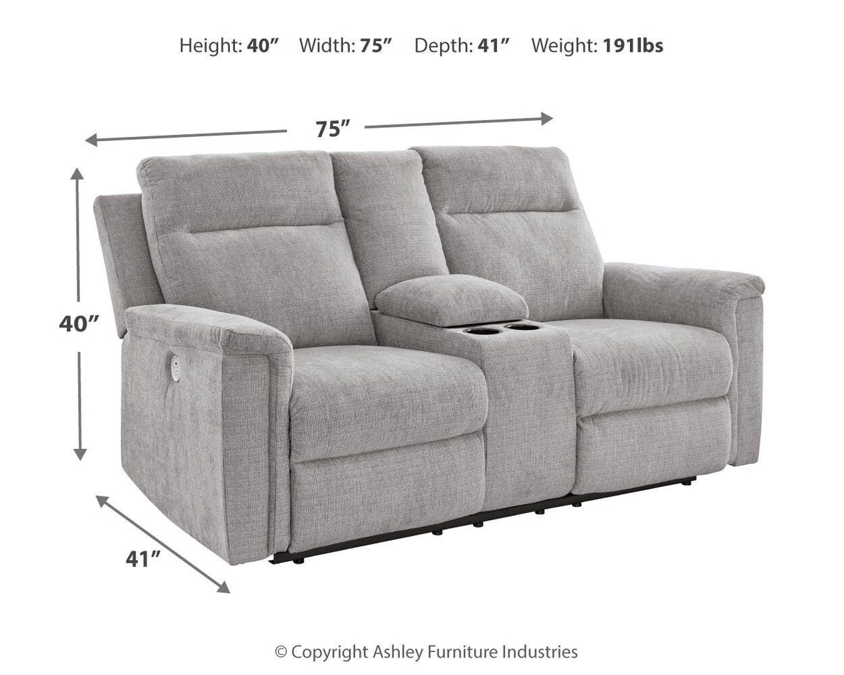 Barnsana Power Reclining Loveseat with Console - 3320196