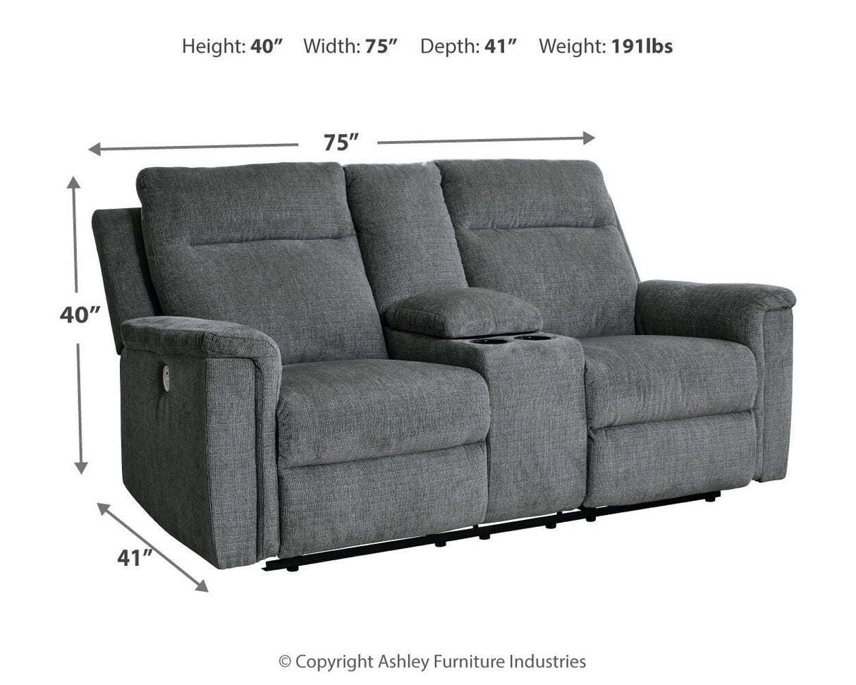 Barnsana Power Reclining Loveseat with Console - 3320296
