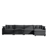 Modular Oversized Cushion Sofa With Ottoman, Low Back, Deep Seating Sofa Set