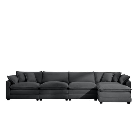 Modular Oversized Cushion Sofa With Ottoman, Low Back, Deep Seating Sofa Set