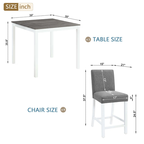5 Piece Counter Height Table Set With 4 Chairs