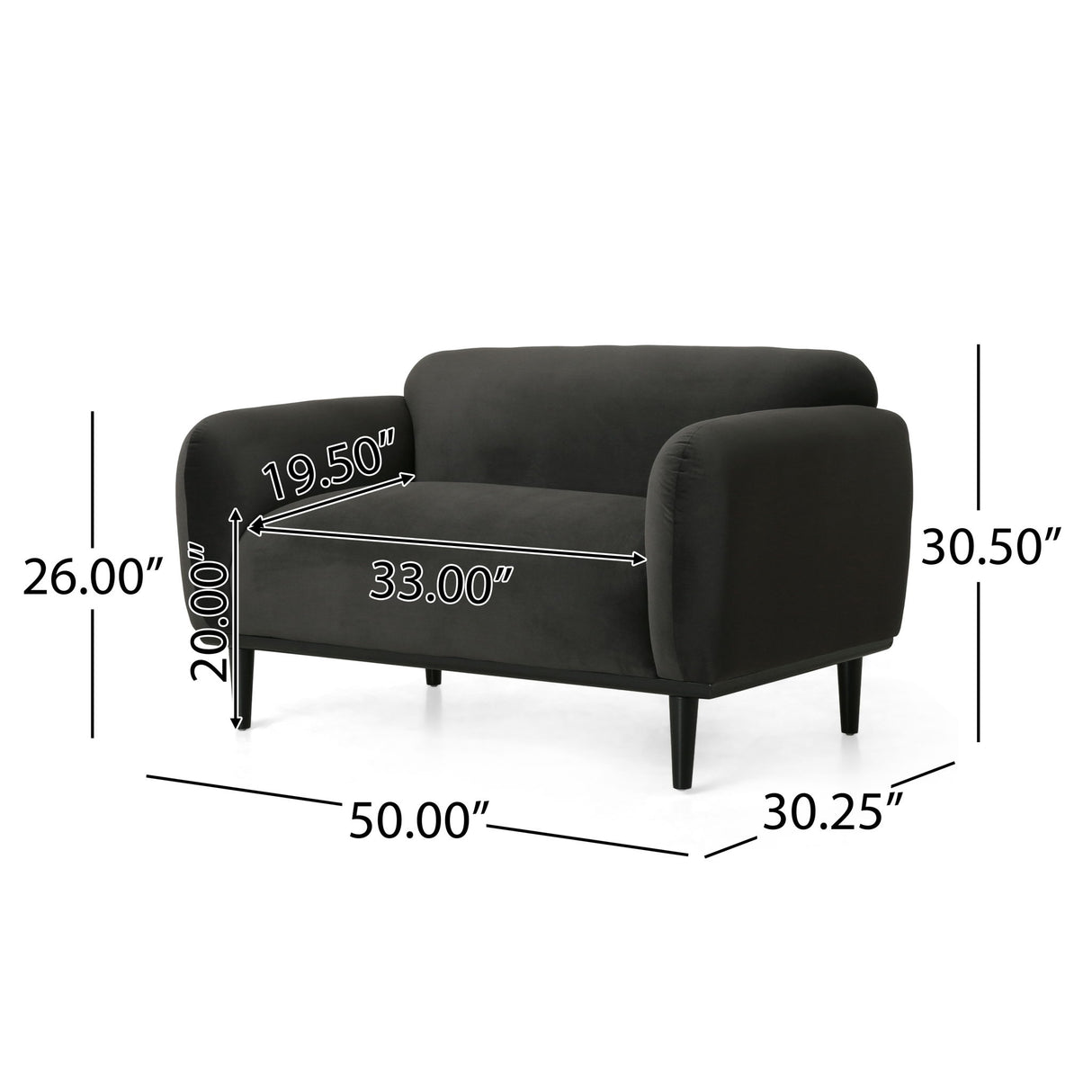 Sway - Upholstered Loveseat With Wood Legs And Round Arms