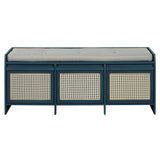 Entryway Shoe Bench With Drawers & Button Tufted Cushion