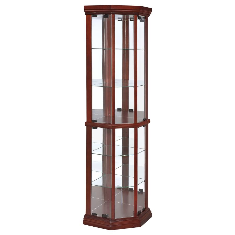 Appledale 6-shelf Corner Curio Display Cabinet Medium Brown - 3393