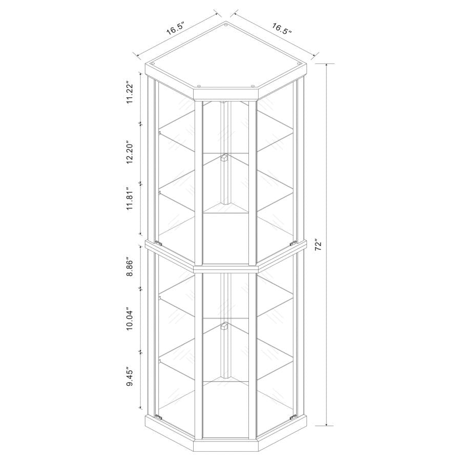 Appledale 6-shelf Corner Curio Display Cabinet Medium Brown - 3393