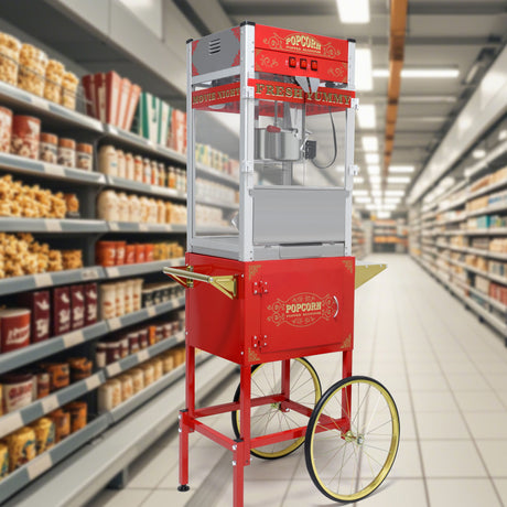 Popcorn Machine On Wheels, 20 Ounce Capacity, 1440W - Red