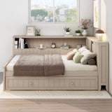 Full Size Daybed With Storage Shelves And Trundle - Ancient White