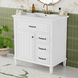 Bathroom Vanity With Sink Top, Flip Drawers, Adjustable Shelf