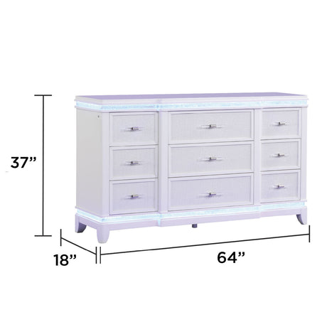 9 Drawer Dresser - White