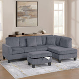 Sectional Sofa With Storage Ottoman And Pillows