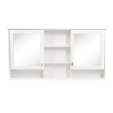 Wall Mount Mirror Cabinet With Adjustable Shelves - White