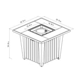 Morden Steel Fire Pit Table With Marble Tile Tabletop, Glass Wind Guard And Lid