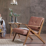 Lounge Chair With Tufted Upholstery And Solid Frame