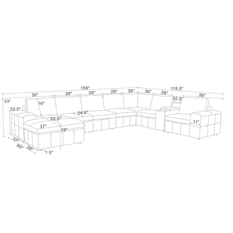 Modular Sectional With Large Square Arms, Custom Configuration