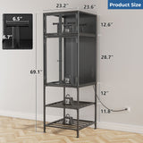 3D Printer Cabinet With Double Layer Filament Storage, T-Shaped Filament Bar, Noise Reducing And Dust Proof Design - Black