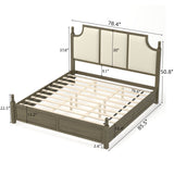 Farmhouse Platform Bed Frame & Tall Upholstered Headboard