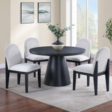 5 Piece Round Dining Set With With Chairs - Black / White