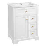 Modern Bathroom Vanity With Sink, 3 Drawers & Cabinet With 2 Tier Door Storage