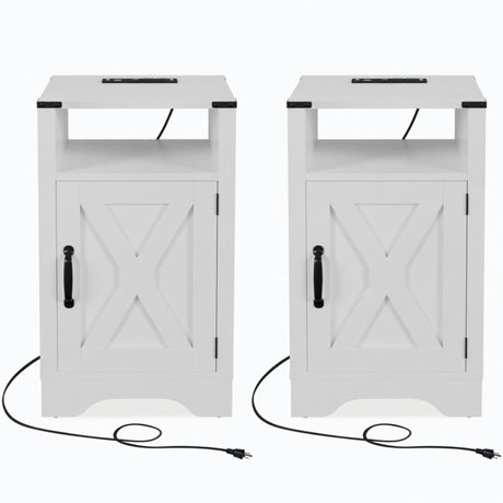 Farmhouse Nightstand, Charging Station & Storage