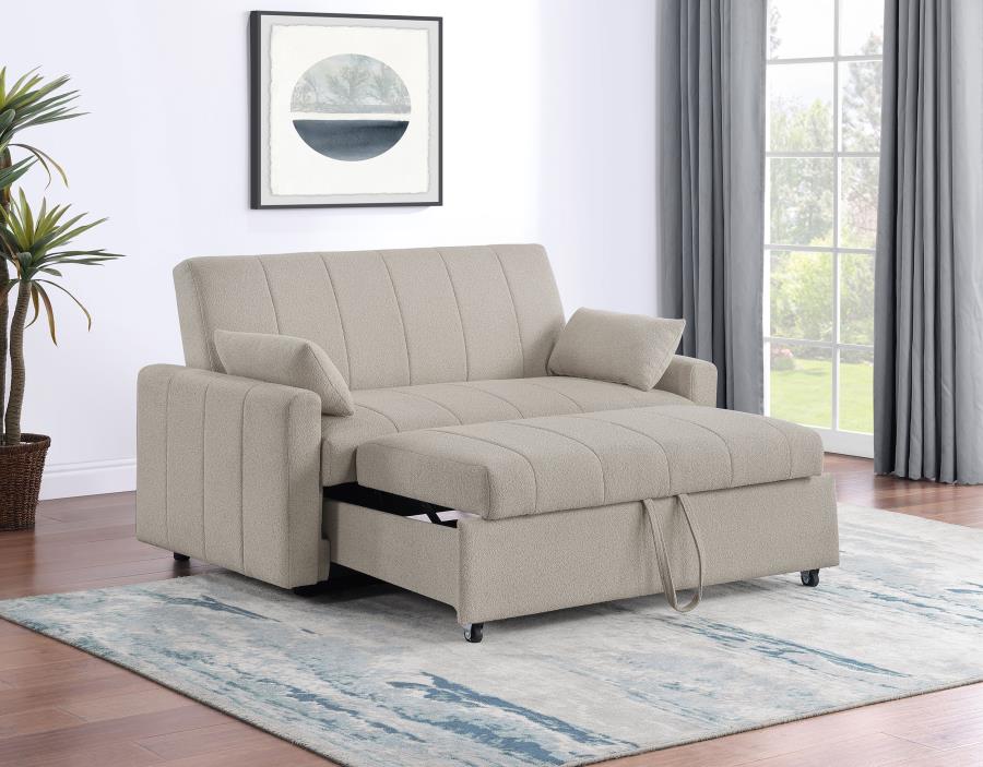 Portland Boucle Upholstered Sleeper Sofa Bed Latte - 350142